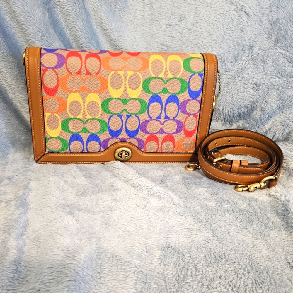 Coach signature rainbow crossbody